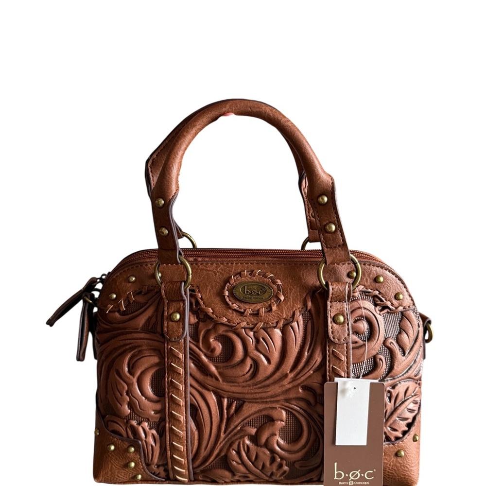 B.O.C. Tan Embossed Satchel